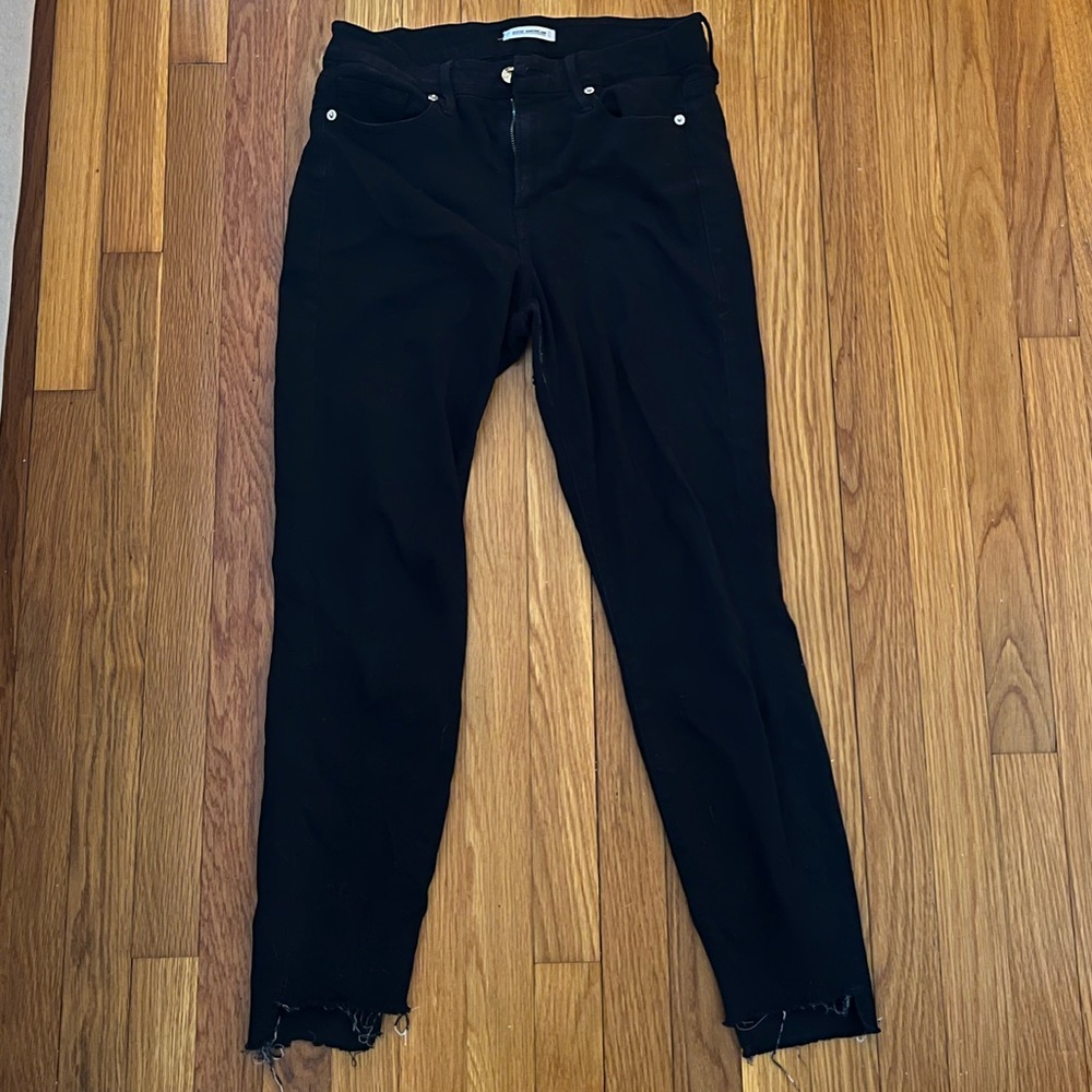 Good American Good Legs Black Raw Hem